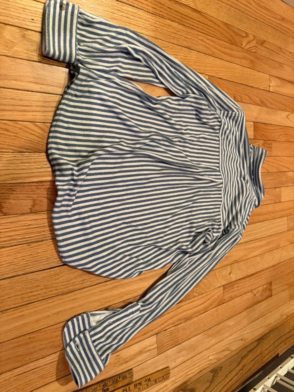 Classic Blue Stripe Button-Down Shirt for Women polished staple poplin - Picture 6 of 7